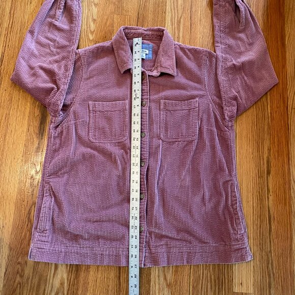 LL Bean Womens LARGE Shirt Jacket Dusty Rose Pink Corduroy Wide Wale Shacket - Picture 11 of 12